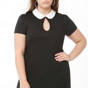 Forever 21 Black Dress with White Pearl Edged Collar